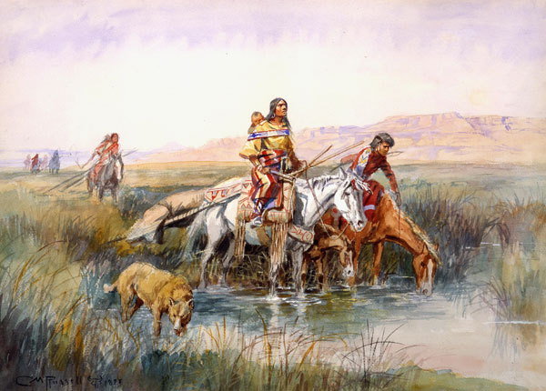 Indian Women Moving Camp - Charles Marion Russell Paintings